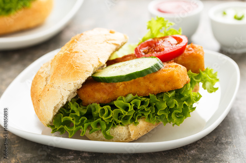 Fischfiletbrötchen - Fish filet burger photo