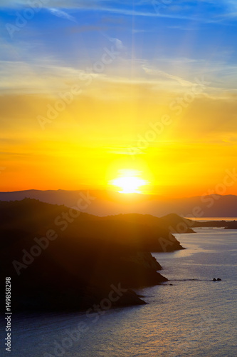 Sunset over mediterranean sea, Greece photo