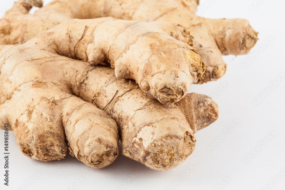 Ginger (Zingiber officinale) isolated in white background