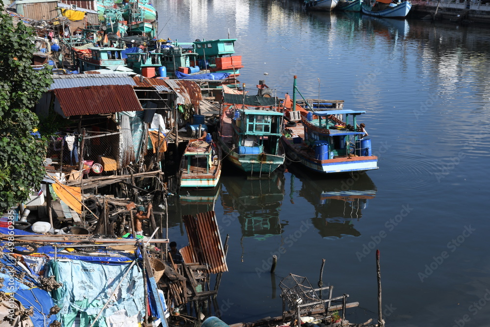 fishing boats at a berth in Phu Quock island Vietanam fishing boats at a berth in Phu Quock island Vietanam