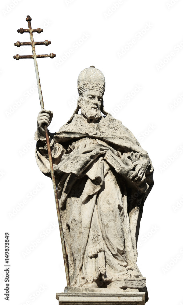 Obraz premium Pope Sylvester I statue (isolated on white background)