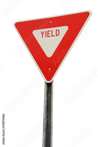 Bilde på lerret yield sign isolated on white background
