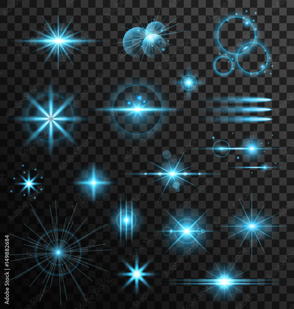 Realistic Set Lens Flares Star Lights and Glow Elements Realistic Set Lens Flares Star Lights and Glow Elements