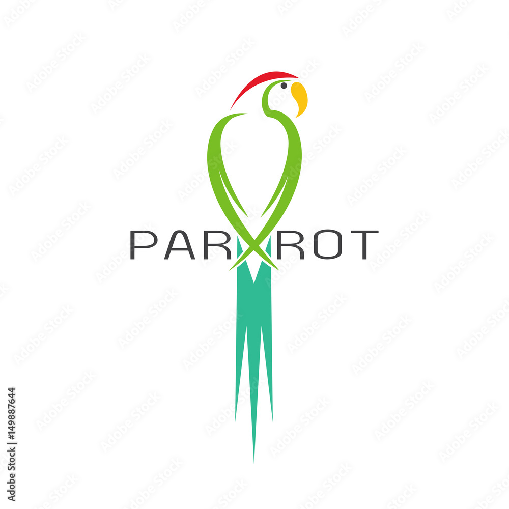 Fototapeta premium Vector of a parrot design on white background. Bird Icon. Easy editable layered vector illustration.