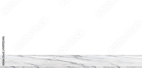 Empty white marble tabletop isolated with white space background,Mock up banner ads for display of product or replace your design background,Luxury modern theme