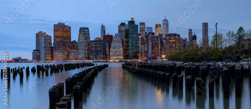 New York City manhattan buildings skyline evening taken