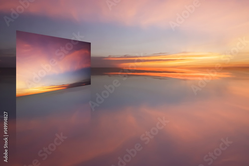 Abstract Concept Panorama view of dramatic sky and clouds at twilight time.
