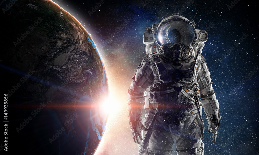 Astronaut in outer space. Mixed media Astronaut in outer space. Mixed media
