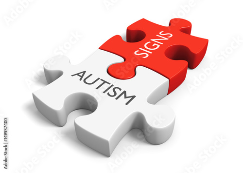 Autism neurodevelopmental disorder signs and symptoms concept, 3D rendering