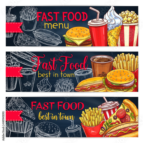 Vector banners set for fast food restaurant menu