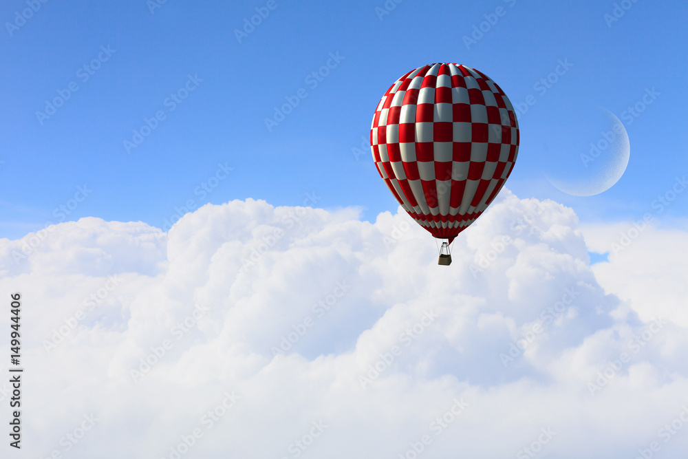 Fototapeta premium Aerostat flying above clouds