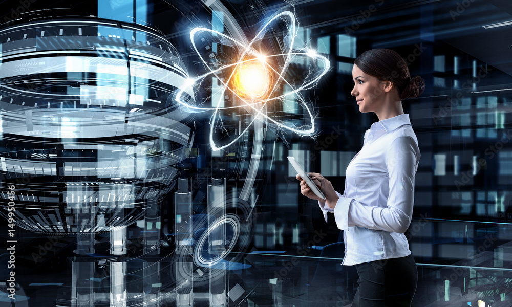 Naklejka premium Woman scientist making research