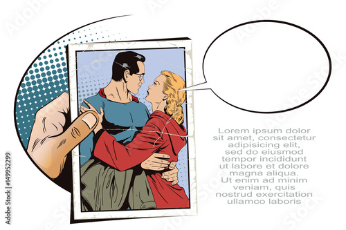 Superhero says goodbye to girl.Stock illustration.
