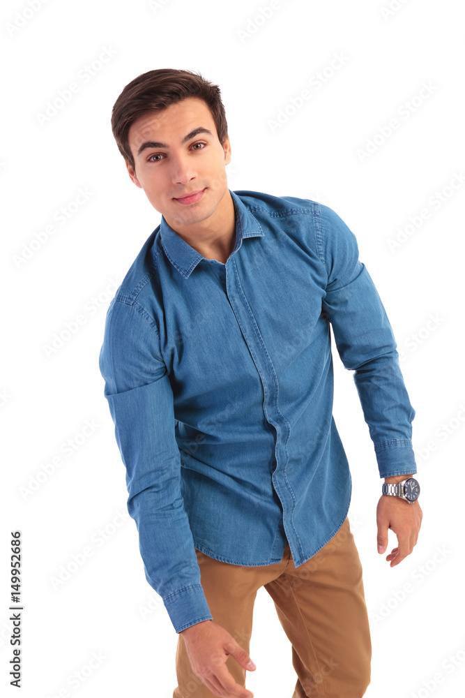 casual man is fooling around with a pose casual man is fooling around with a pose