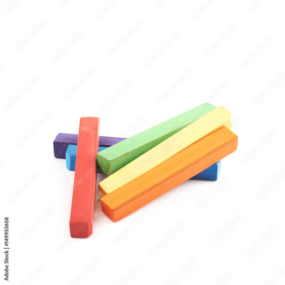 Pile of rainbow colored chalks isolated Pile of rainbow colored chalks isolated