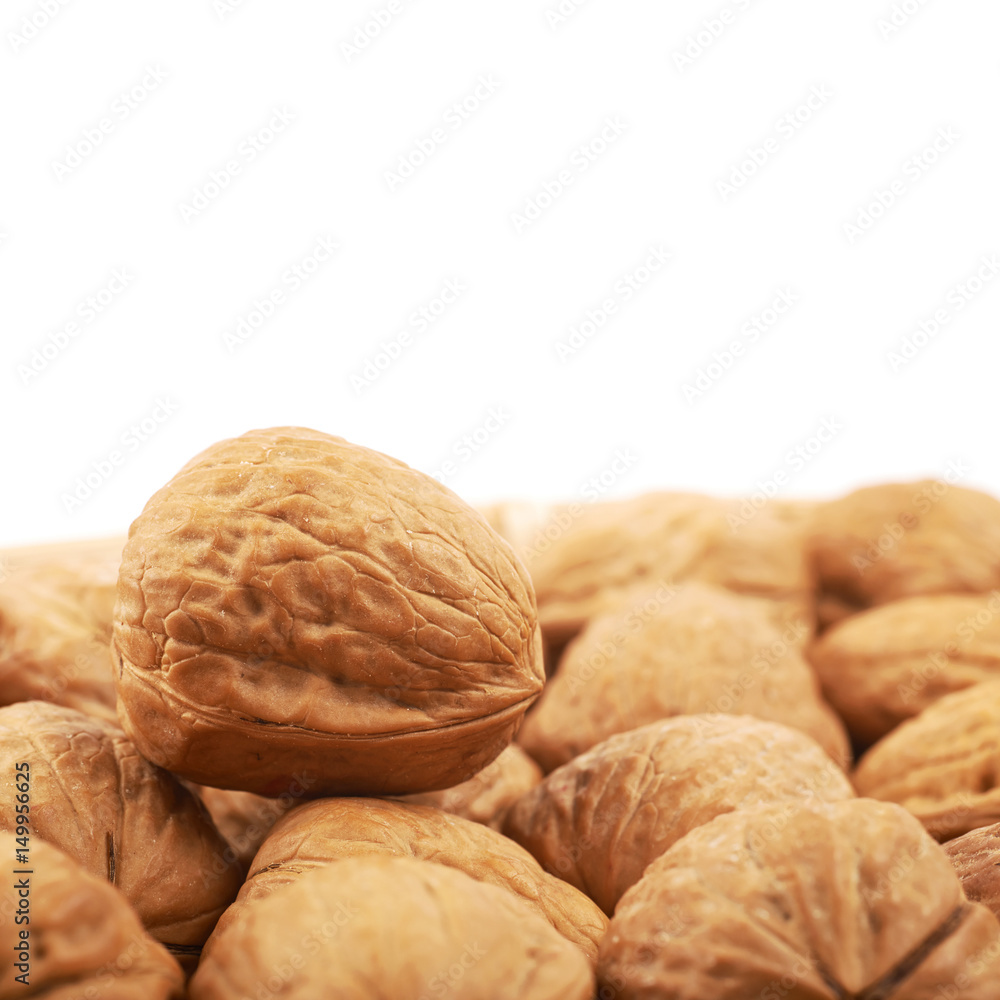 Pile of walnuts isolated