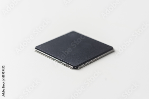 Business concept - semiconductor IC chip isolated on white background.