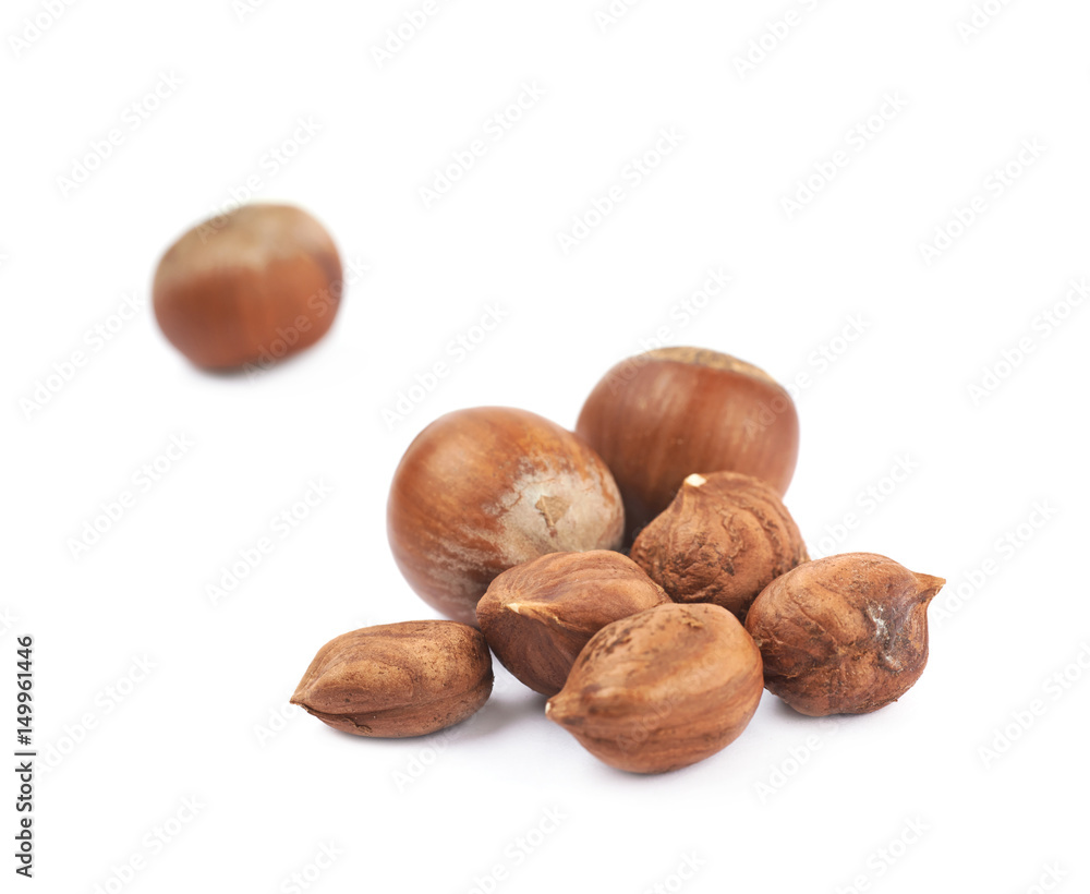 Pile of hazelnuts isolated Pile of hazelnuts isolated