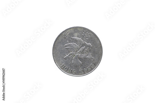 Canvas Print One dollar hongkong 1992 coin isolated on white background.