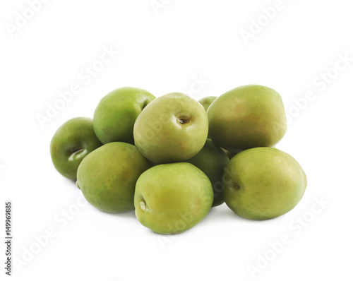 Pile of green olives isolated