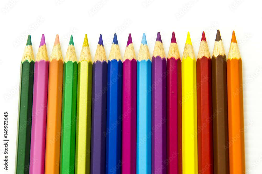 Color pencils isolated on white background.Close up. Color pencils isolated on white background.Close up.