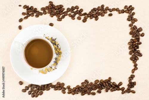 Fototapeta Naklejka Na Ścianę i Meble -  Coffee and coffee beans as frame