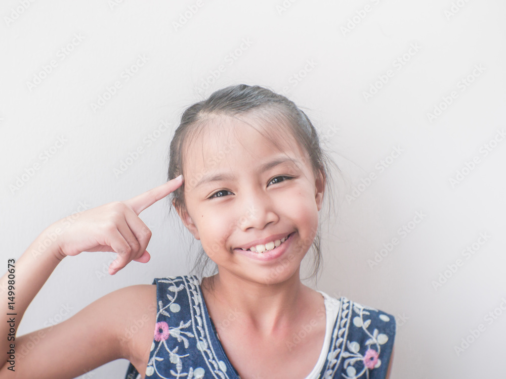 Beautiful asian Kids are thinking of something. Beautiful asian Kids are thinking of something.