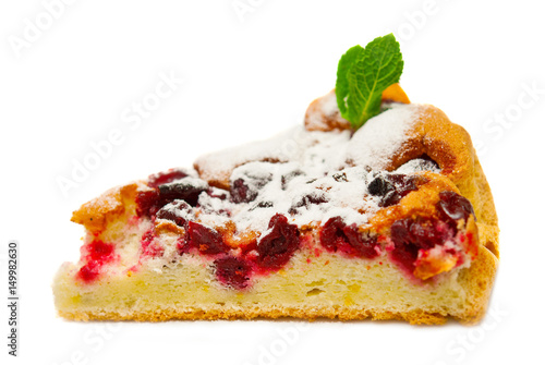 Pie with a cherry on an isolated background