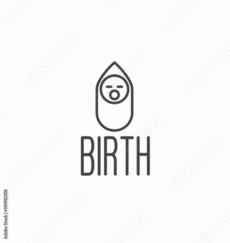Newborn baby icon in thin line style. Vector illustration.