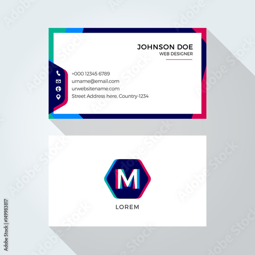 M Alphabet Letter Abstract Colorful blending logo and business card template