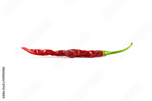 Red chili pepper dry isolated on white background.