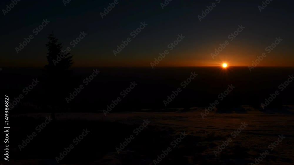 Majestic sunrise in winter snowy mountains. Time lapse Majestic sunrise in winter snowy mountains. Time lapse