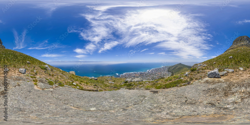 Full 360 virtual reality panoramic of Lions Head and Table Mountain peaks in Cape Town, South Africa Full 360 virtual reality panoramic of Lions Head and Table Mountain peaks in Cape Town, South Africa
