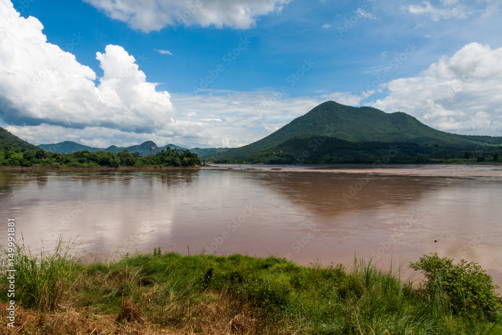 Looking across the Mekhong river from Thailand with Laos on the other side