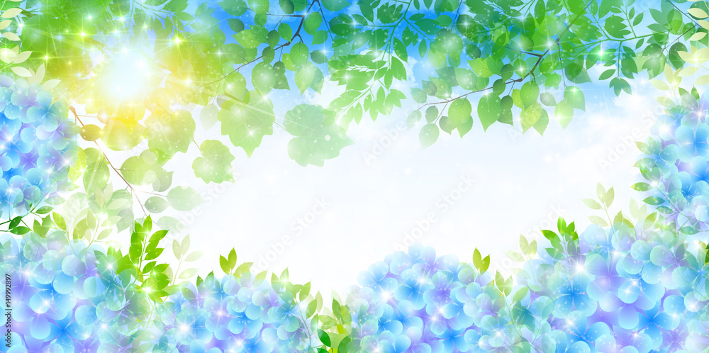 あじさい 梅雨 風景 背景 Stock Vector Adobe Stock