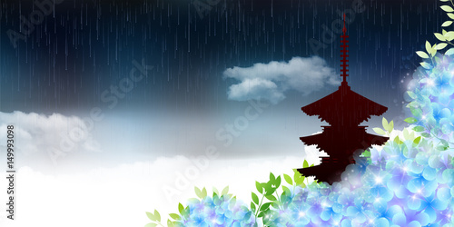 あじさい　梅雨　風景　背景