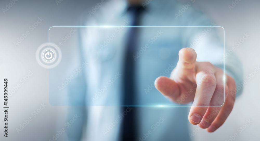 Businessman surfing on internet with digital tactile interface 3D rendering Businessman surfing on internet with digital tactile interface 3D rendering