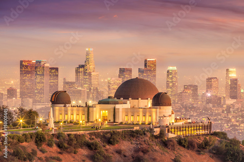 Фотография The Griffith Observatory and Los Angeles city skyline at twilight