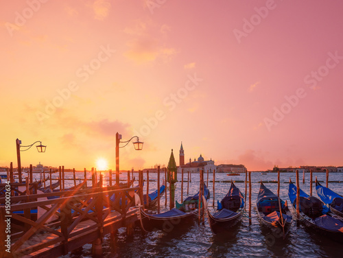 Boats in Venice at Europe at sunrise © nevodka.com