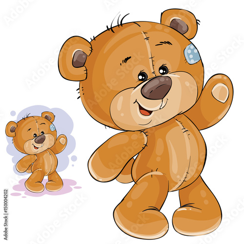 Vector clip art art illustration teddy bear waving its paw. Print, template, design element