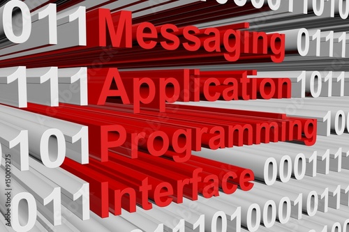 Messaging Application Programming Interface in the form of binary code, 3D illustration photo