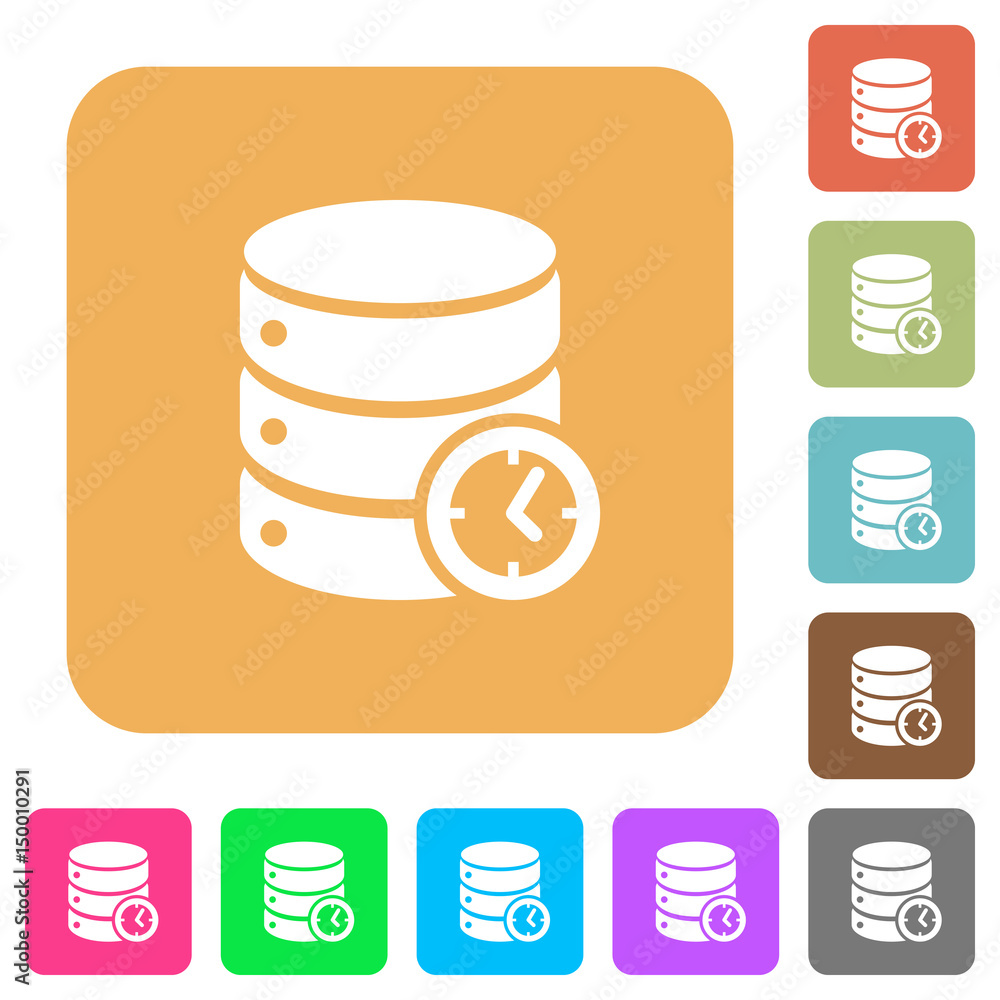 Database timed events rounded square flat icons Database timed events rounded square flat icons