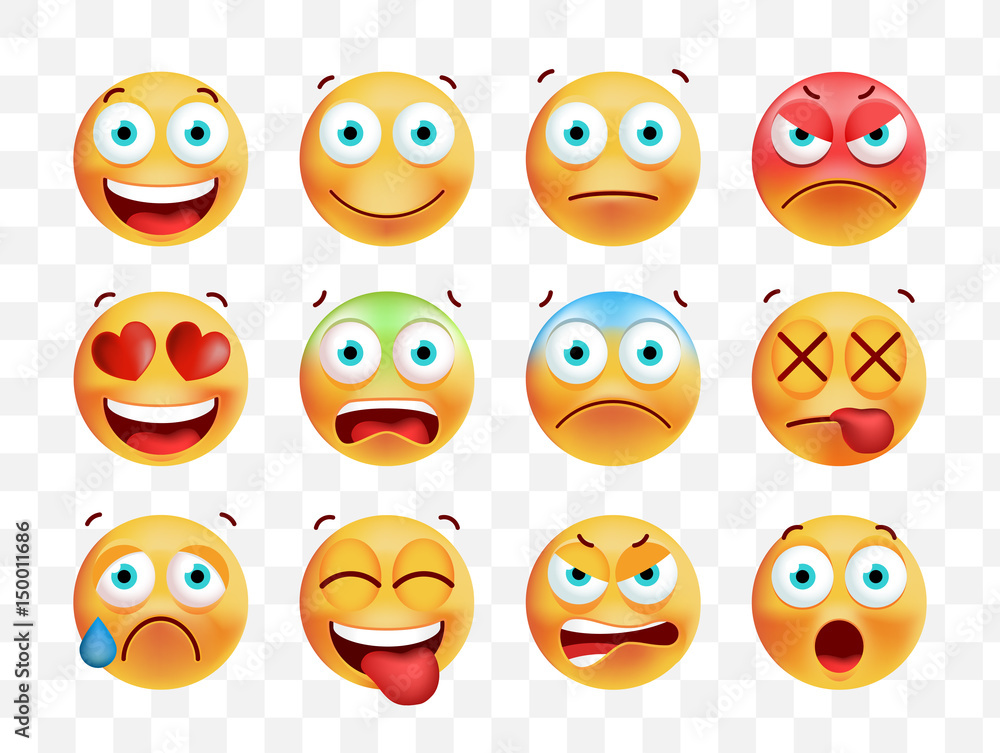 Set of Cute Emoticons on White Background. Isolated Vector Illustration Set of Cute Emoticons on White Background. Isolated Vector Illustration