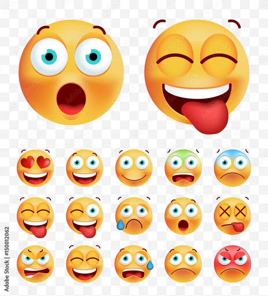 Set of Cute Emoticons on White Background. Isolated Vector Illustration Set of Cute Emoticons on White Background. Isolated Vector Illustration