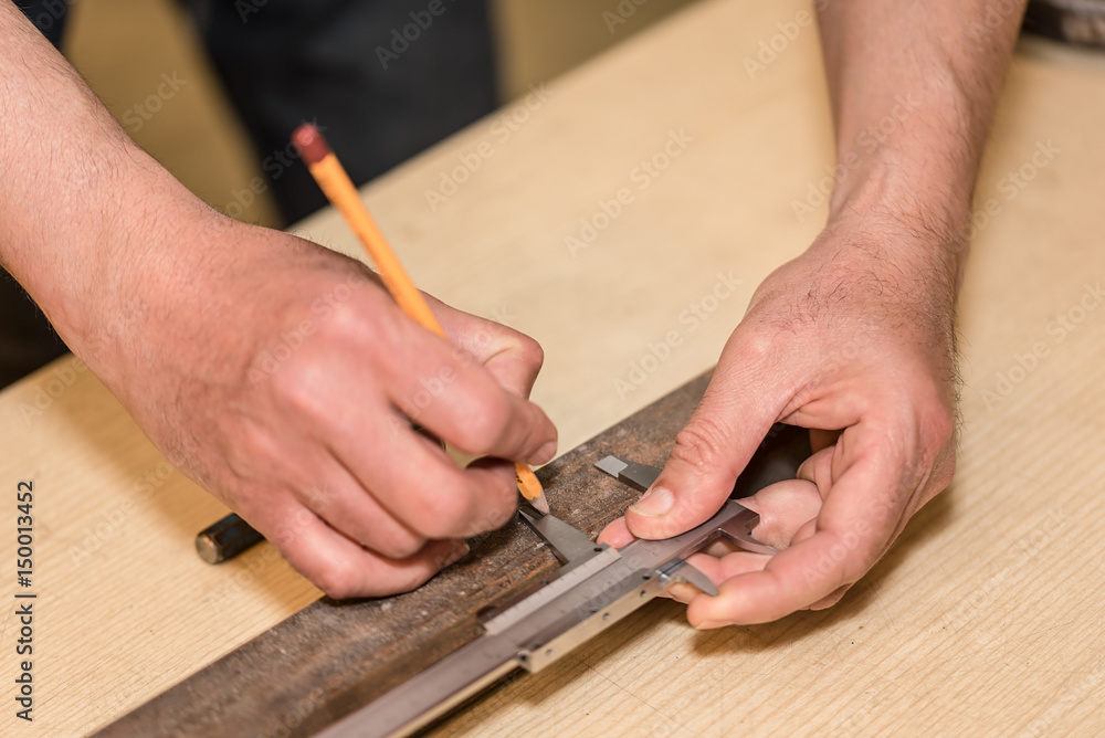 Man use manual caliper Man use manual caliper