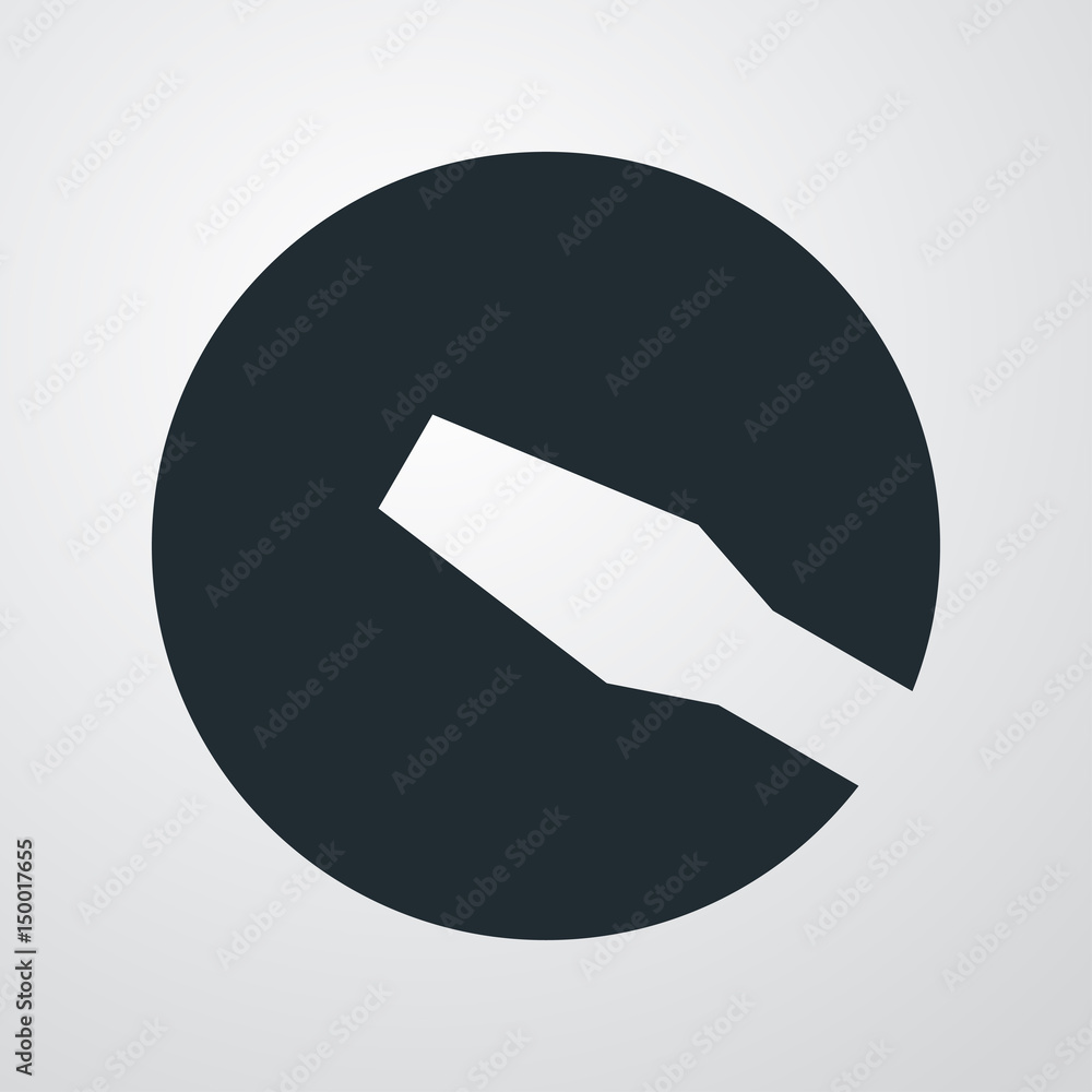 Icono plano circulo con destornillador en fondo degradado Icono plano circulo con destornillador en fondo degradado