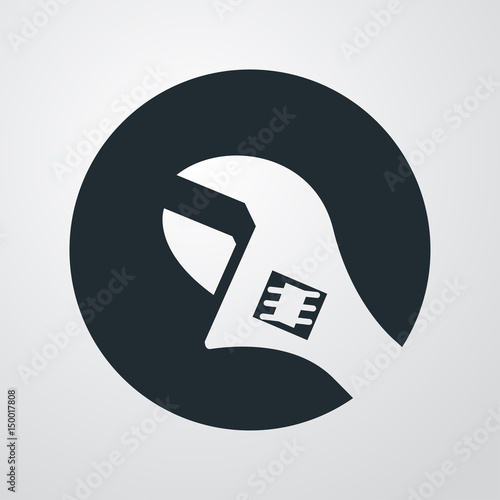 Icono plano circulo con llave inglesa en fondo degradado