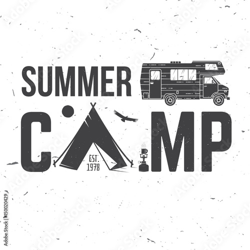 Summer camp. Vector illustration. Concept for shirt or logo, print, stamp or tee.