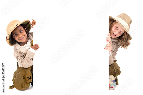 Obraz na płótnie Girls in safari clothes w salonie