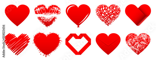 Set 10 Red Hearts Icons